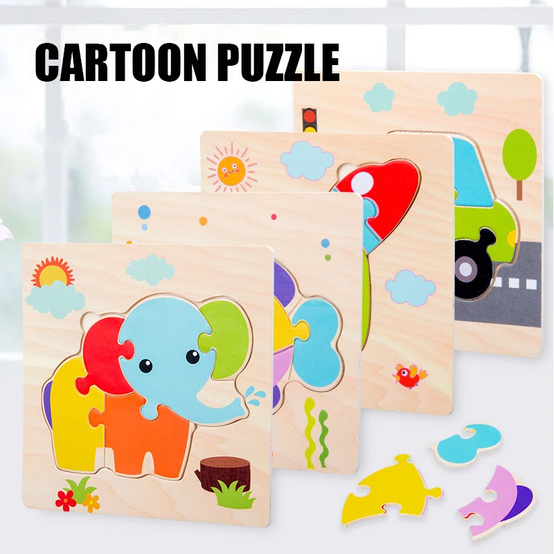 

Новый 3D пазл, детские игрушки, деревянные Обучающие Мультяшные животные, интеллектуальные головоломки, игрушки для детей, Обучающие
