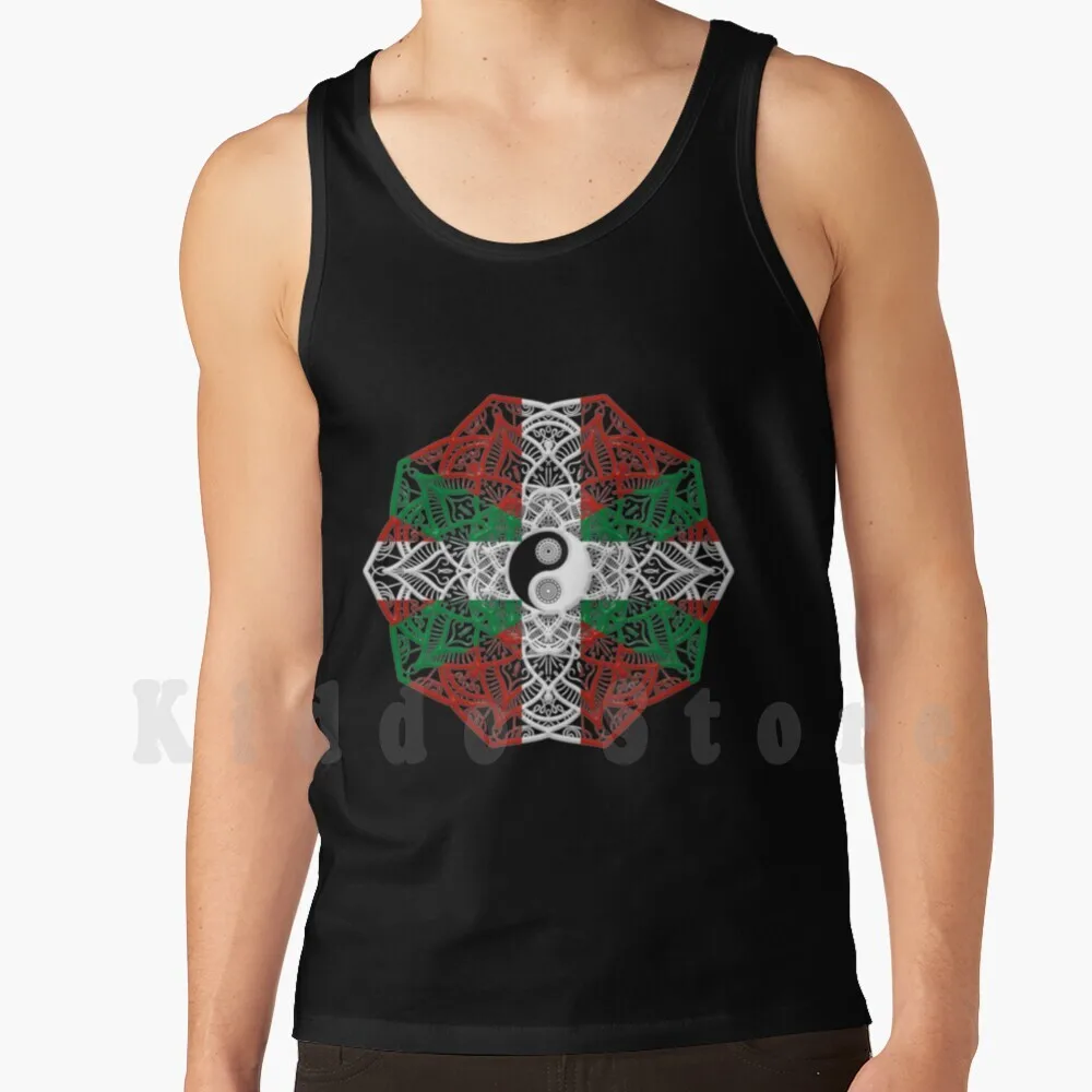 

Ying Yang Mandala Pattern Flag Of Bilbao-Gift For Basque From Bilbao Tank Tops Vest 100% Cotton Bilbao Basque Basque