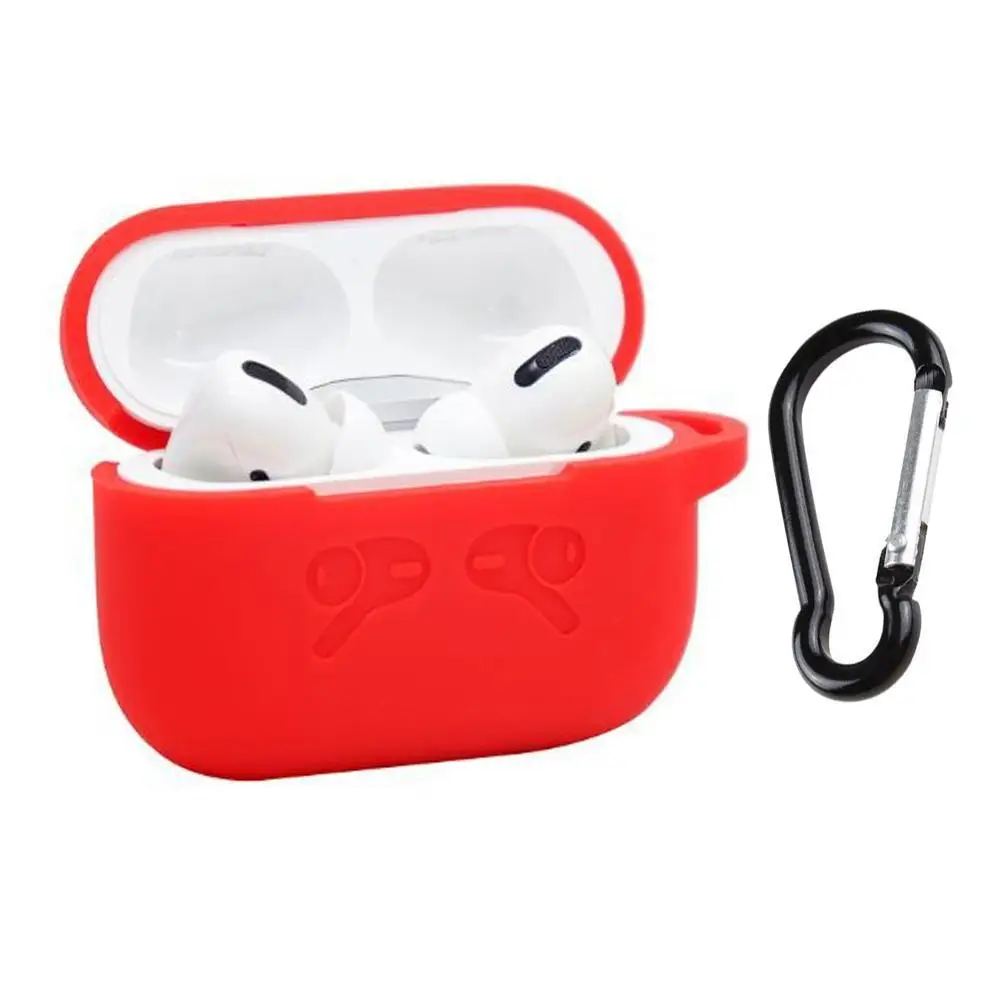 

Silicone Shake-proof Bluetooth Earphone Protective Case Box for AirPods Pro Earphone Protective Cover Skin With Anti-lost Buckle