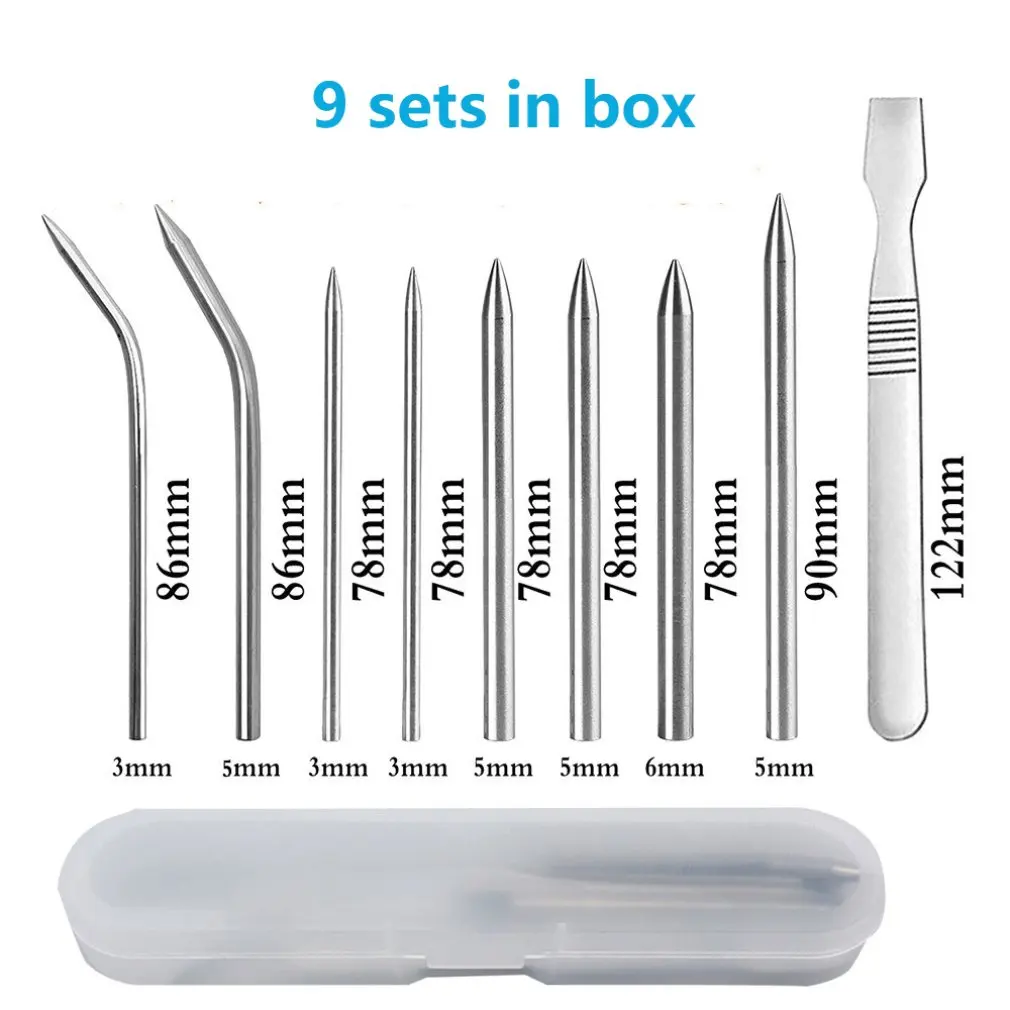 

9 PCS Stainless Steel Needle Set Paracord Stainless Steel Lace Stitches Paracord Smoothing Tools Umbrella Rope Needle Set
