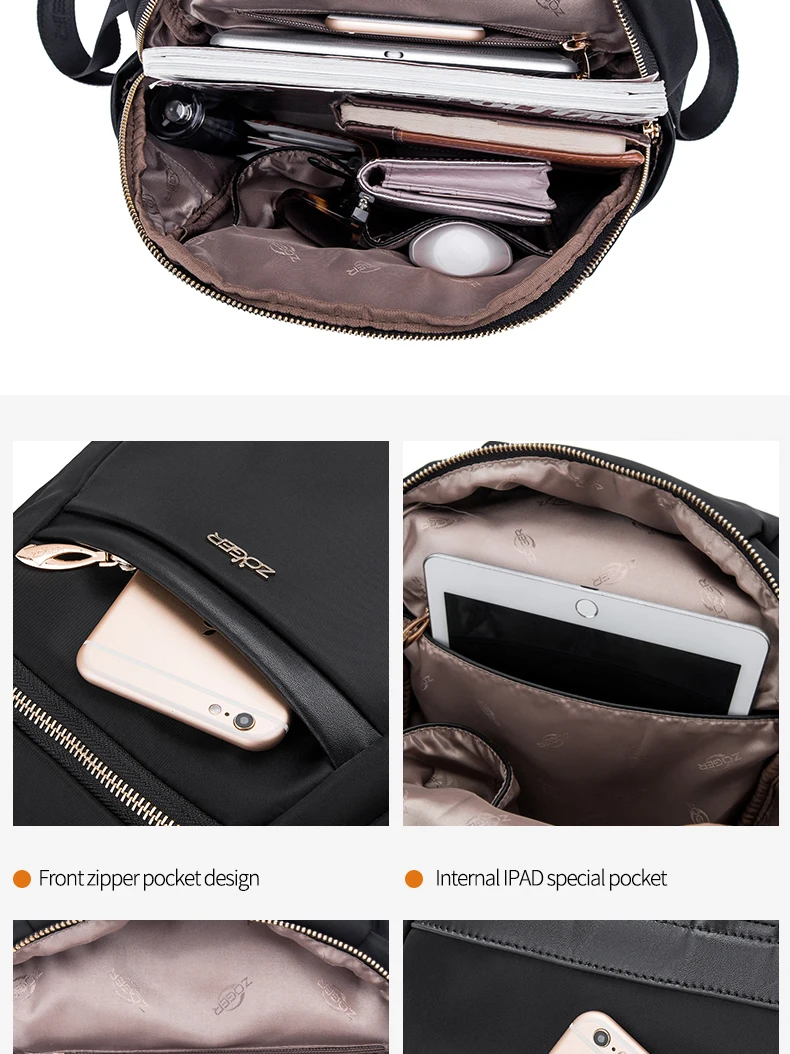 Zoger backpack ladies Oxford cloth backpack casual Korean version of the simple travel canvas small fresh college wind bag tide