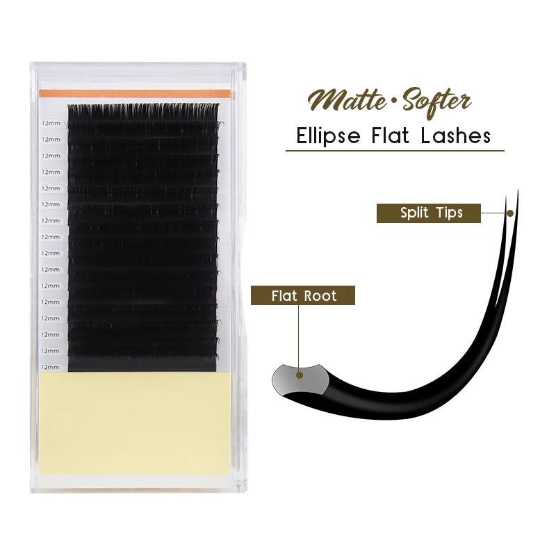 Дуговые плоские оптовая продажа ресниц для наращивания матовая Природный эллипс