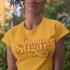 Женская Черная футболка с изображением коричневого сахарного горда, черная рубашка с изображением меланина, черная рубашка с изображением королевы, футболки с изображением афро-девушек, винтажные Графические футболки, повседневные топы, футболки