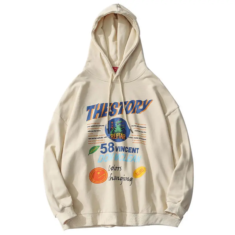 

Navy Dinosaur Letters Print Vintage Hoodie Teens Girls Oversized New Spring Long Sleeve Tops Women New Korean Harajuku Pullovers