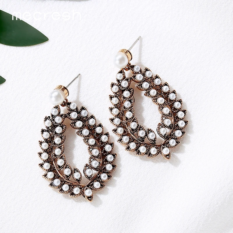 Mecresh трендовые имитация жемчуга длинные серьги в форме слезы корейский