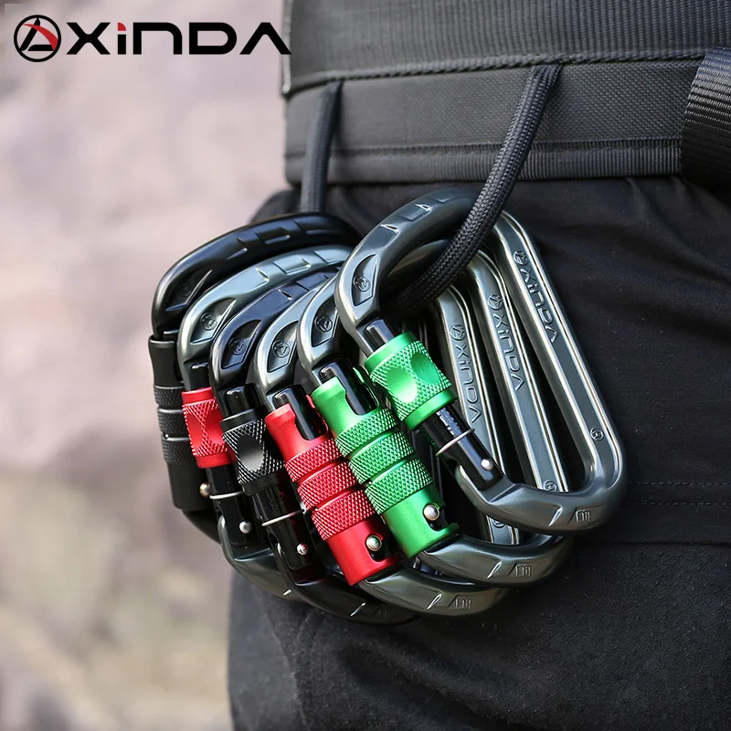 

Xinda Screw Auto safety buckle climbing carabiner outdoor D-shape rock climbing carabiner aluminum mountaineering