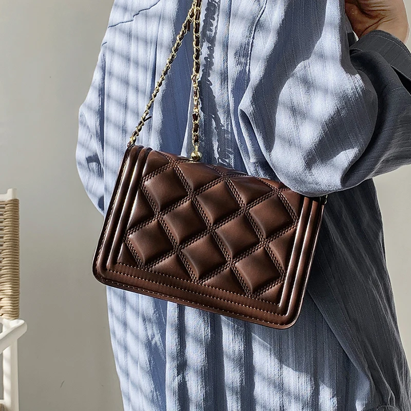 

Classic PU Leather Crossbody Bags for Women 2021 Luxury Chain Shoulder Handbags Lady Shoulder Purses Designer Bag