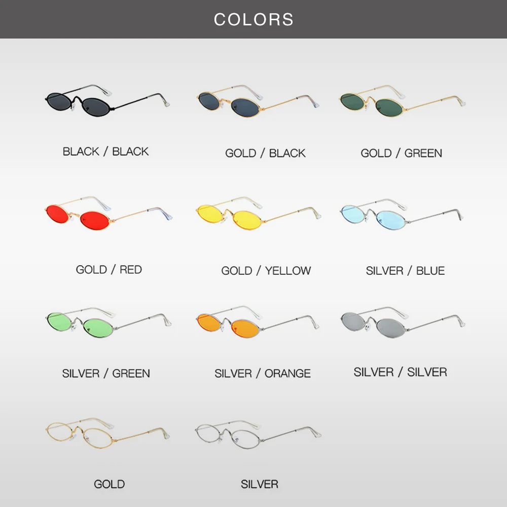 

Small Metal Frame Oval Woman Sunglasses Trend Retro Personality Glasses Fashion Show Sunglasses Multi-color Optional