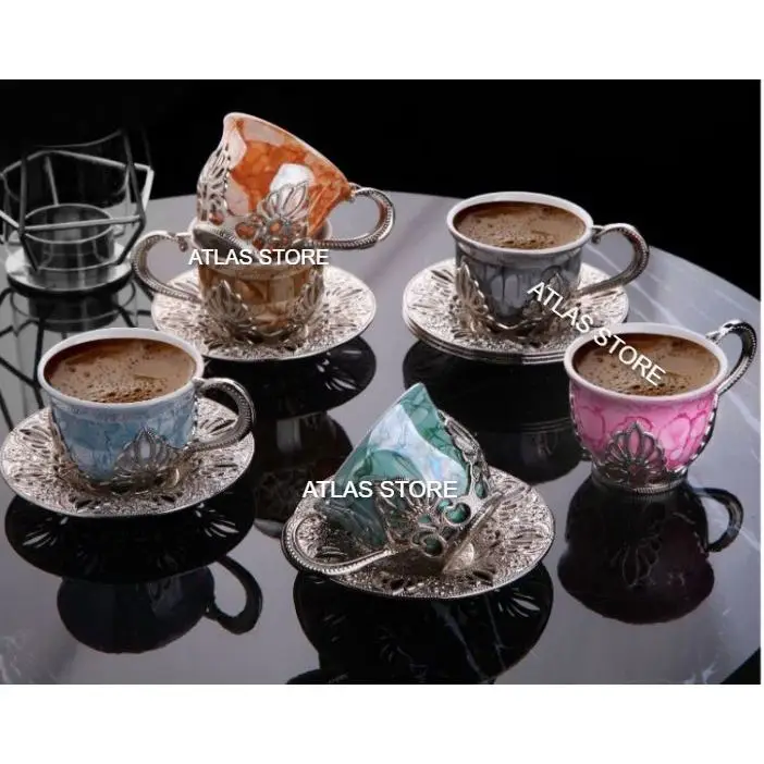 

Турецкий кофе серебряный цветной фарфор 6-piece 18-piece Coffee set