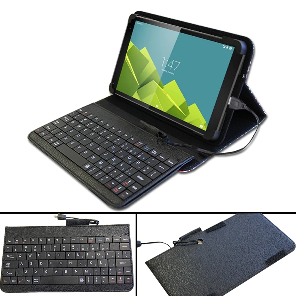 Чехол книжка для планшета Vodafone Smart Tab/Tab Prime + Проводная клавиатура ручка|Чехлы
