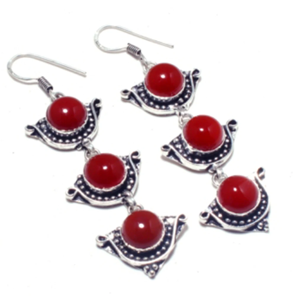 

Nature Carnelian Silver Overlay on Copper Earrings , Hand made Jewelry Gift
