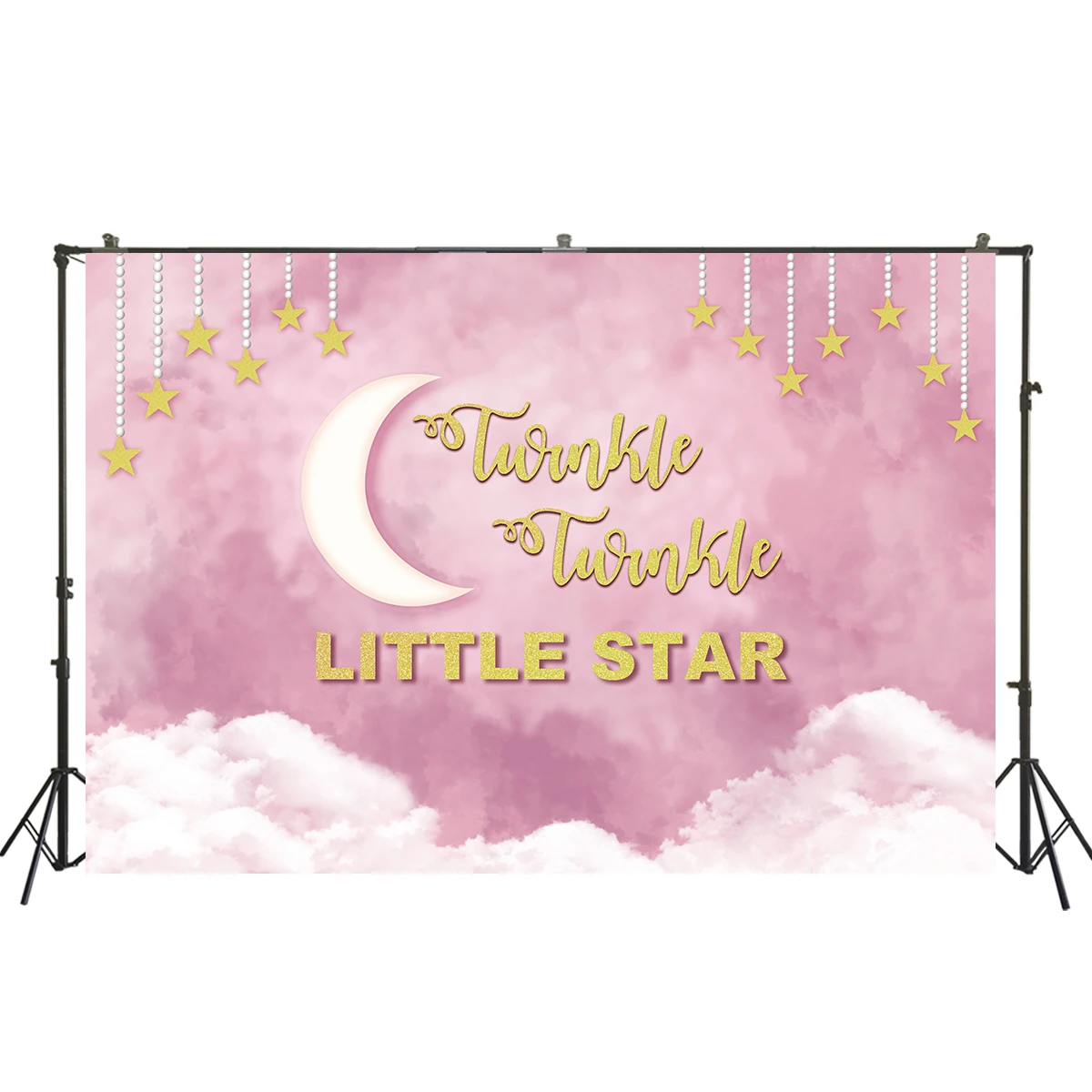 Розовый мерцающий фон с маленькими звездами для дня рождения акварельные облака