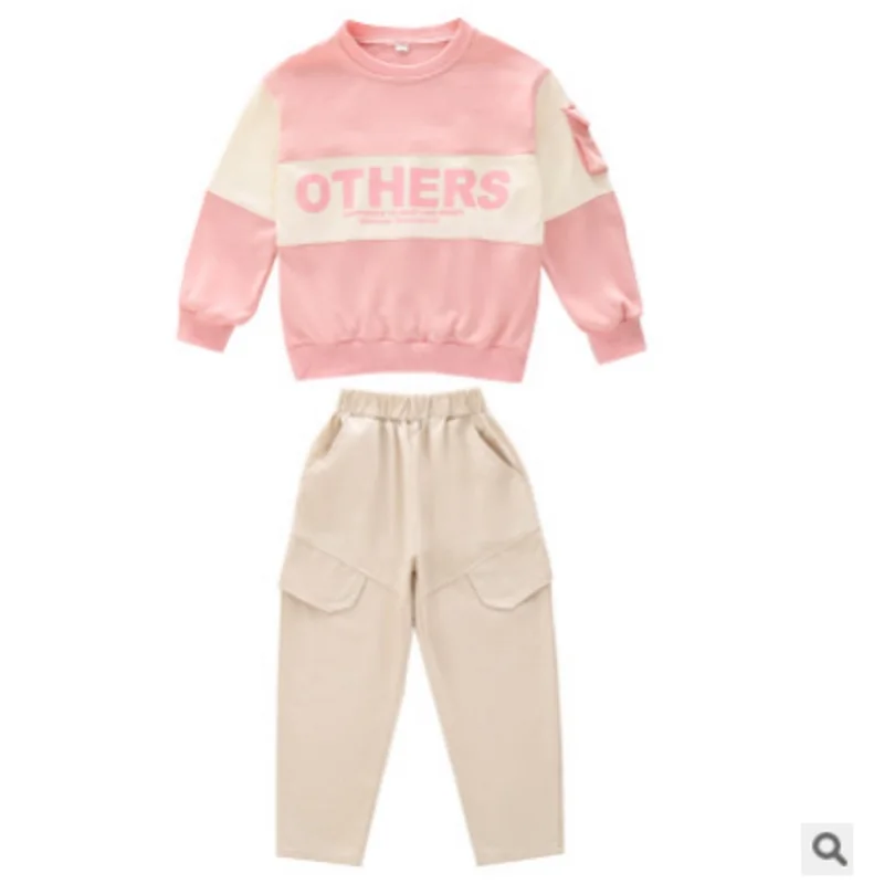 

Girls Hoody Cargo Pant Clothing Set 2020 New Spring/Autumn Kids Clothes Children Fashion Sets 2 Patchwork Colors Size4-14 ly067