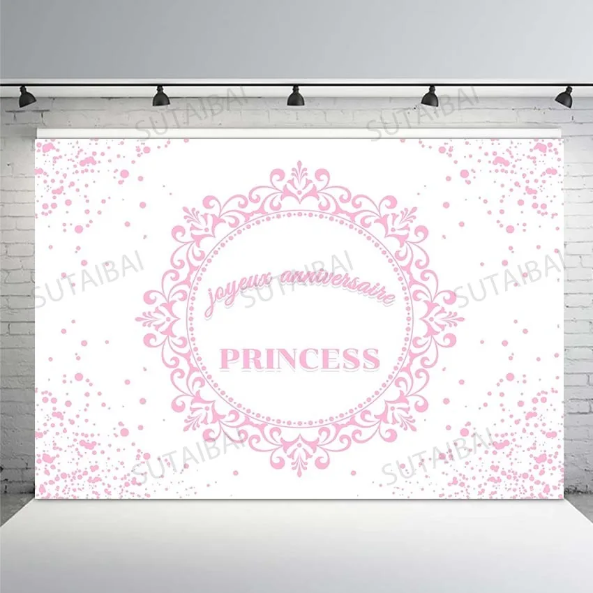 

Happy Birthday Princess Backdrop for Photography Baby Shower Cake Smash Party Child Portrait Photo Background Studio Backdrops