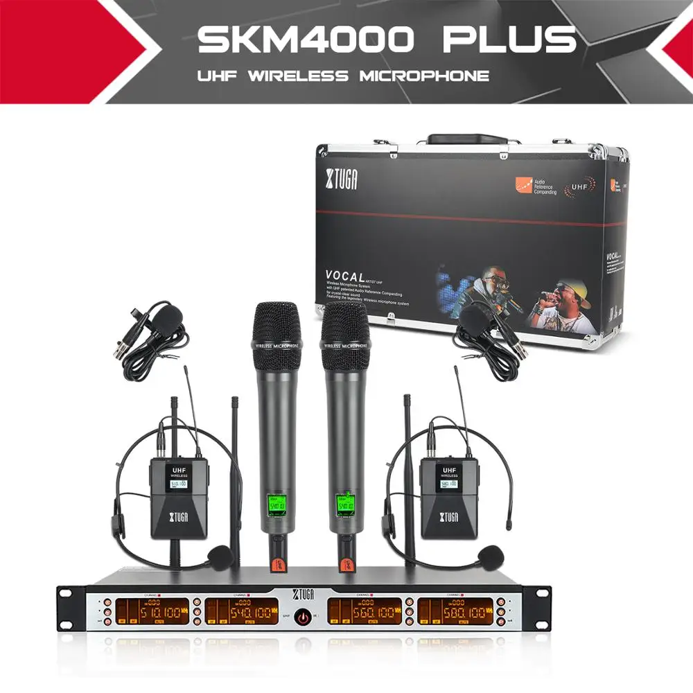Профессиональная Беспроводная микрофонная система XTUGA SKM4000 PLUS 4*100 канала УВЧ с 2