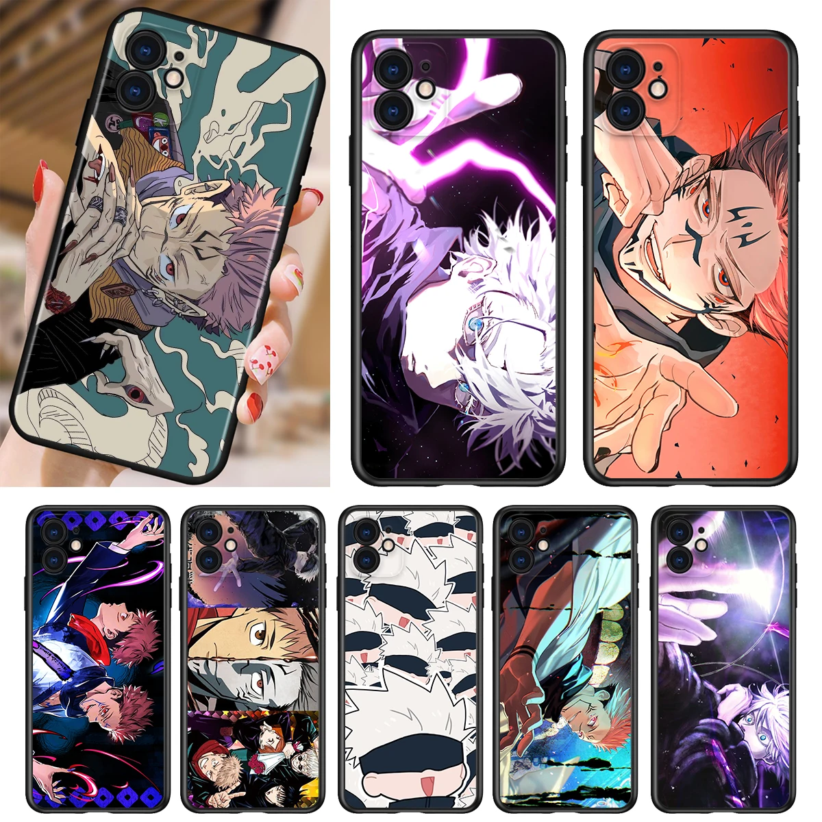 

Silicone Cover Jujutsu Anime Kaisen For Apple iPhone 13 12 11 SE XS XR X 7 8 6 5 S mini Plus Pro MAX 2020 Black Phone Case