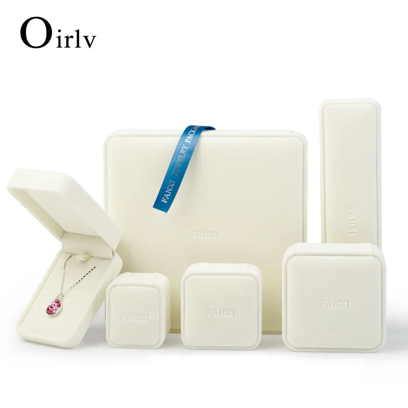 

Oirlv White New High-end Velvet Products Earring Case Pendant Bracelet Ring Box Jewelry Storage Box for Display and Show