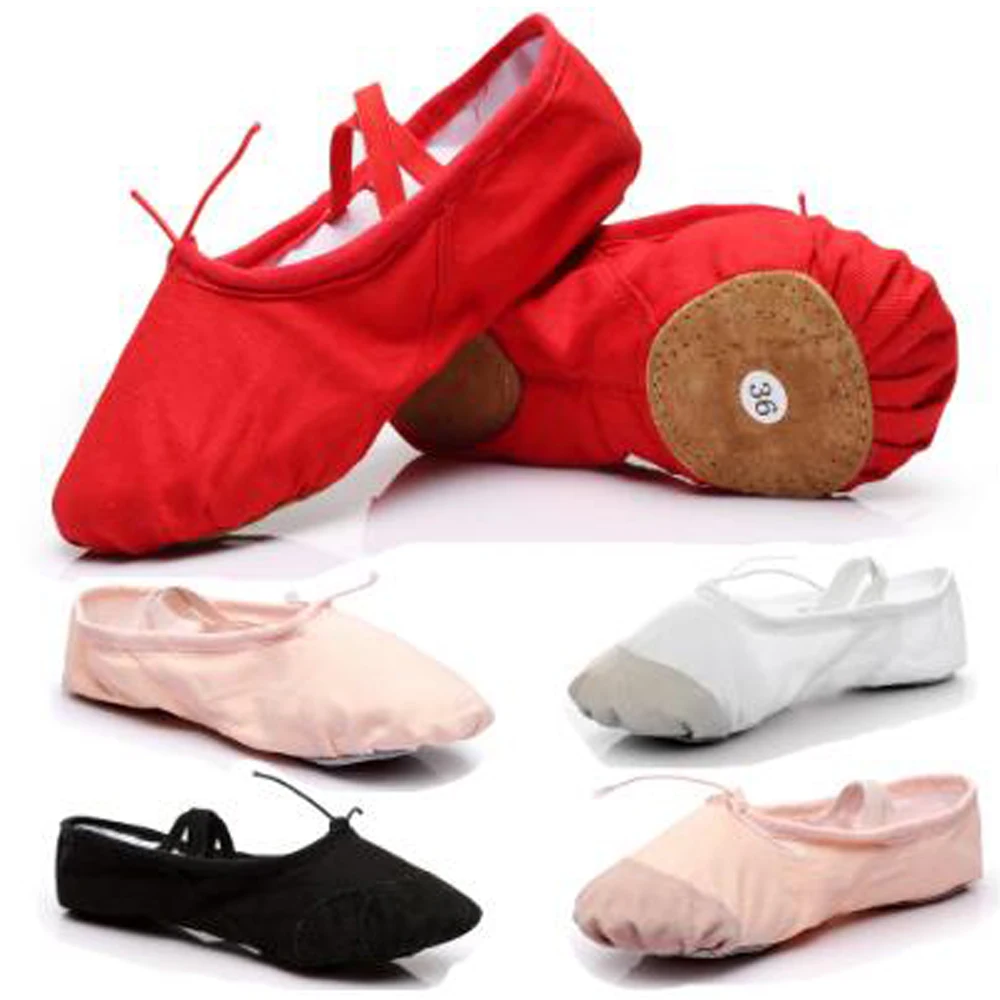 Парусиновая балетная обувь для танцев пуанты танцевальная девочек балетные