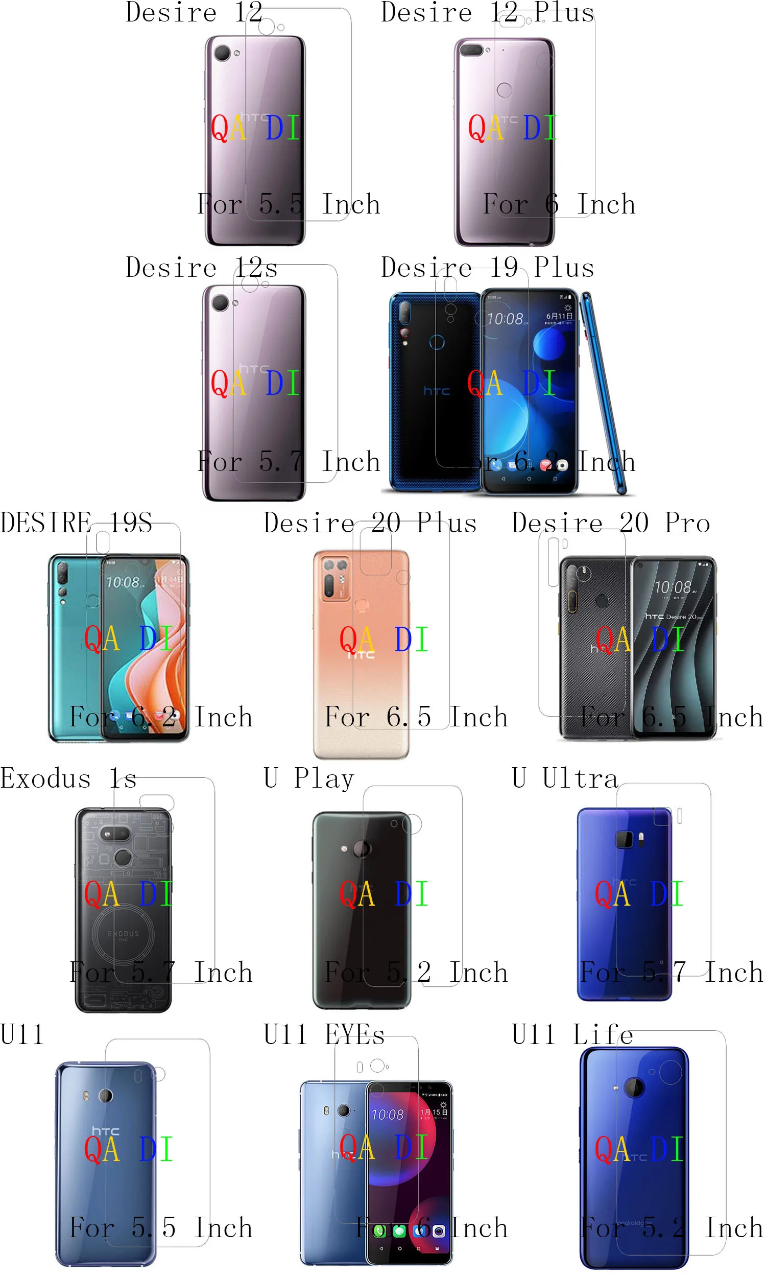 Защитная пленка для задней панели HTC Desire 12 Plus 12s 19S 20 Pro Exodus 1s Play Ultra U11 EYEs Life 1w 3W |