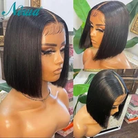 newa remy lace front human hair wigs for black women silky straight short bob wig brazilian lace closure frontal wig pre plucked
