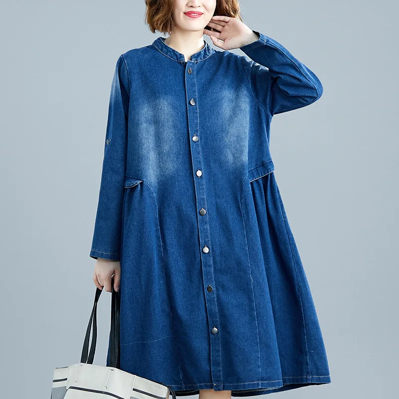 Новинка Грудь 114 см весна осень женские платья размера плюс модное свободное