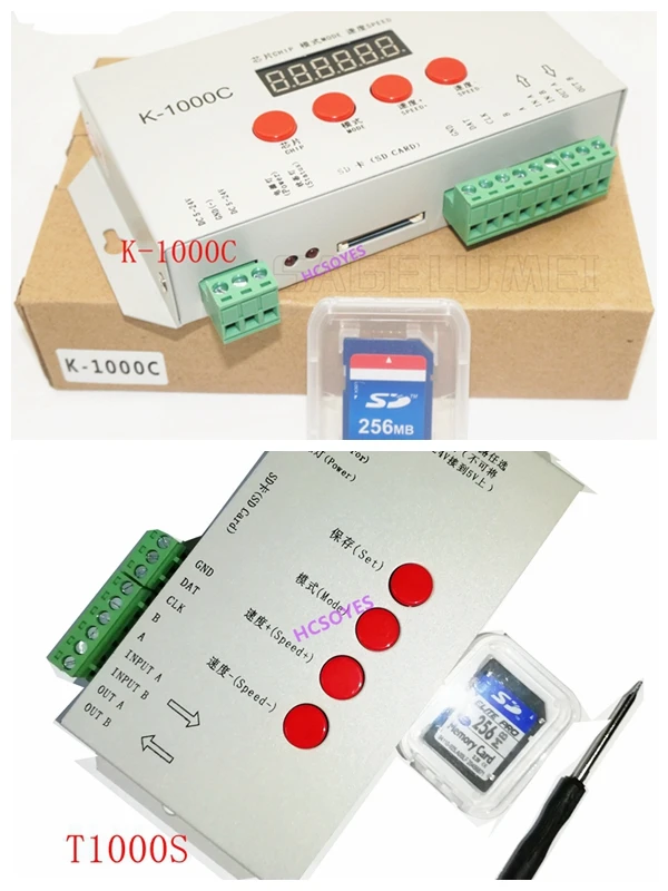K-1000C(T-1000S обновляться) контроллер K1000C WS2812B, WS2811, APA102, T1000S WS2813 светодиодный 2048 Пиксели программный контроллер DC5-24V