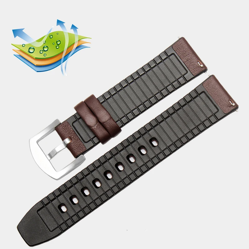 22 мм ремешок для часов из силикона + кожи 2 в 1 модный мужской сменный Браслет для Huawei watch Pro/GT быстросъемный ремешок от AliExpress WW