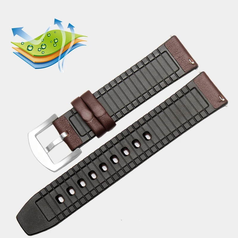 22mm Watchband Silicone + Leather 2in 1 Strap Fashion Men's Replacement Wristband For Huawei watch Pro/GT Quick release strap | Наручные