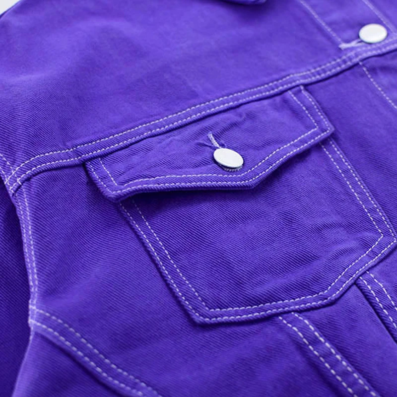 Новая фиолетовая джинсовая куртка chaqueta mujer женские негабаритные куртки бомбер