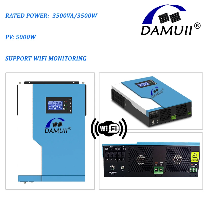 Гибридный солнечный инвертор DAMUII MPPT кВА ва А В-В постоянного тока вход PV В