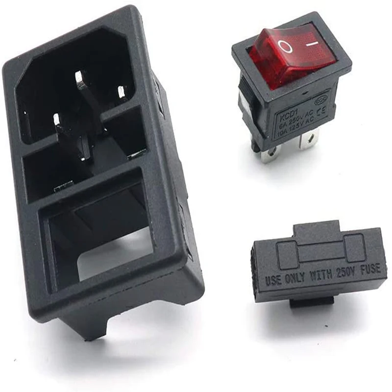 С предохранителем 10 А! Красный кулисный переключатель IEC320 C14 входная розетка