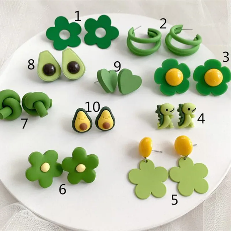 Новинка ретро зеленые серьги Timlee E074 индивидуальные гвоздики из сплава с сердцем