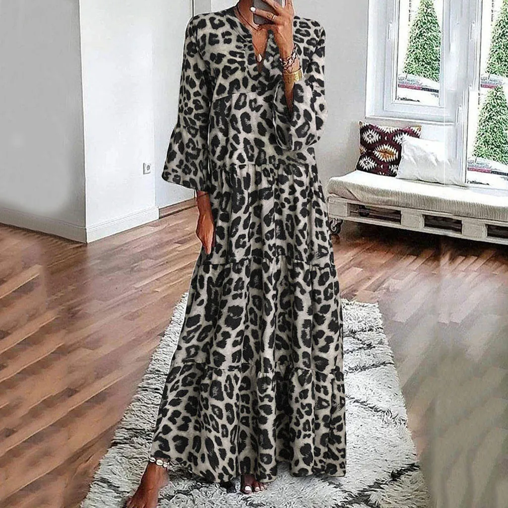 

dress women Womens Holiday V Neck Print Dress Ladies Summer Short Sleeves Beach Party Dress vintage dress ropa mujer vestidos