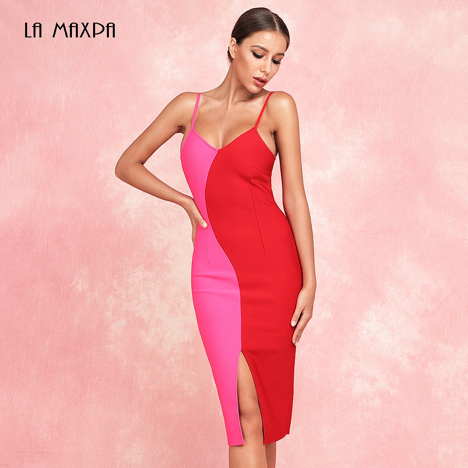 Новинка лета 2020 сексуальное облегающее Бандажное платье на тонких бретельках