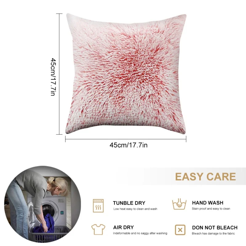 

Nordic Cozy Fluffy Color Gradient Shaggy Pillowcase Decorative Soft Sofa Cushion Cover Plush Hugging Pillow Case Home 45x45cm