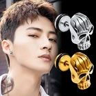 Серьги Мужские Череп в стиле хип-хоп, нержавеющая сталь, 1 шт.