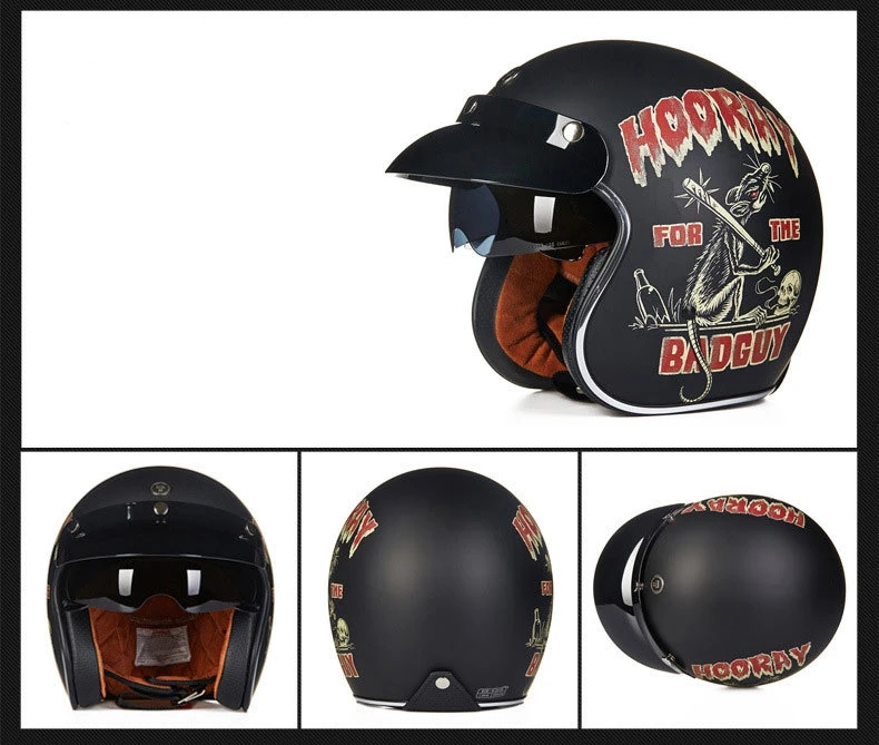 Мотоциклетный шлем с открытым лицом винтажный Kask Индивидуальный Черный Ретро