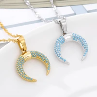 zircon moon necklaces for women crystal horn crescent pendant charms cz zircon moon necklace jewelry gifts collier bijoux femme