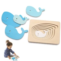 1 set multi layer growth process puzzle animal elephant wooden puzzles kids montessori educational learning toys for children
