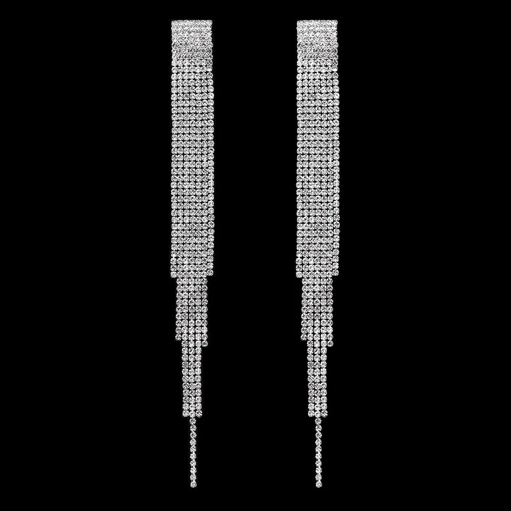 style 30--17cm TREAZY, Длинные свадебные Висячие Серьги серебряного цвета с кристаллами для женщин, стразы, кисточки, висячие серьги, подарки для невесты, вечерние ювелирные изделия - Окраска металла: style 30--17cm