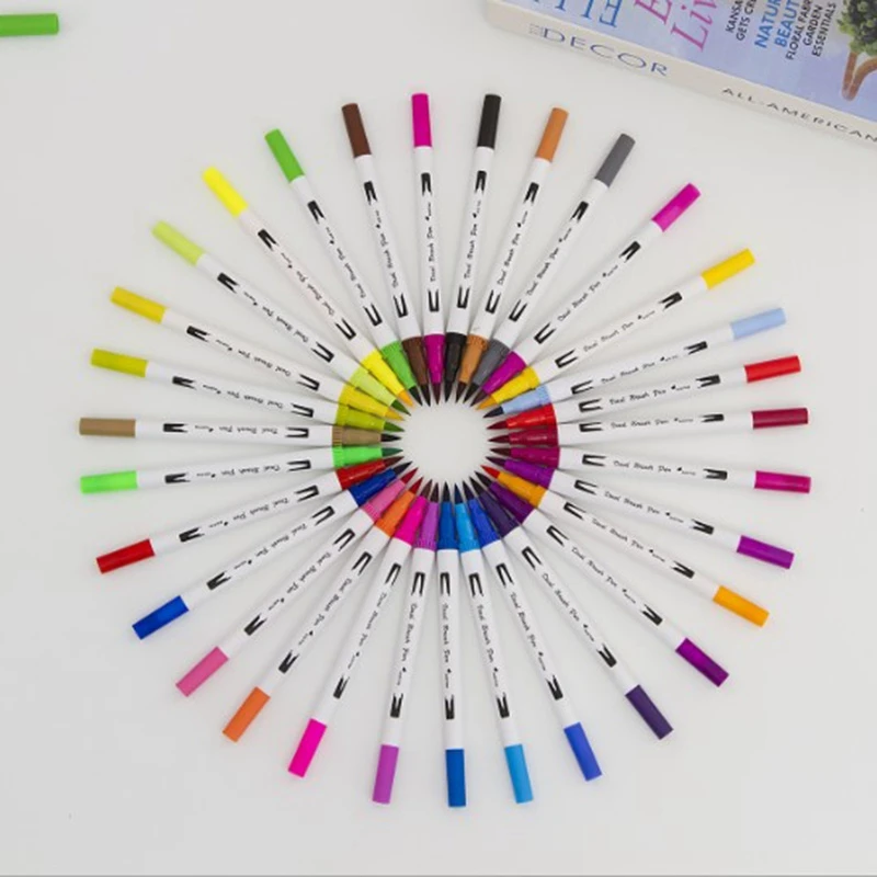

Fine Liner Dual Tip Brush Pen Felt-Tip Pen Drawing Painting Watercolor Art Marker Pens School Supplies