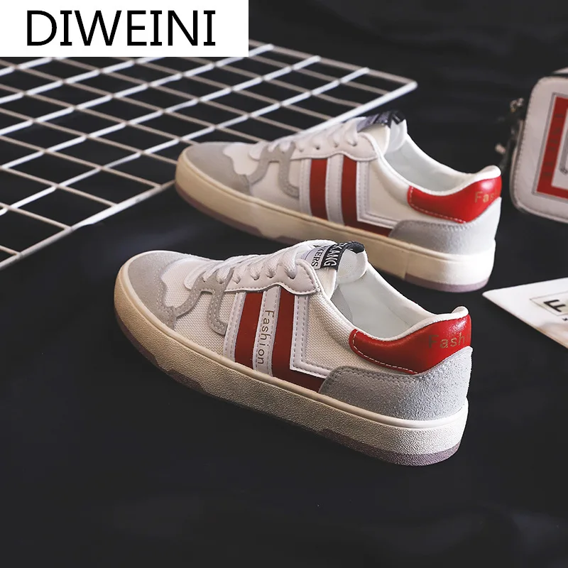 

Spring New Women's Sneakers Fashion Soft Sole Comfortable Lace-up Shoes Casual Women's Low-heeled Vulcanized Shoes for Woman