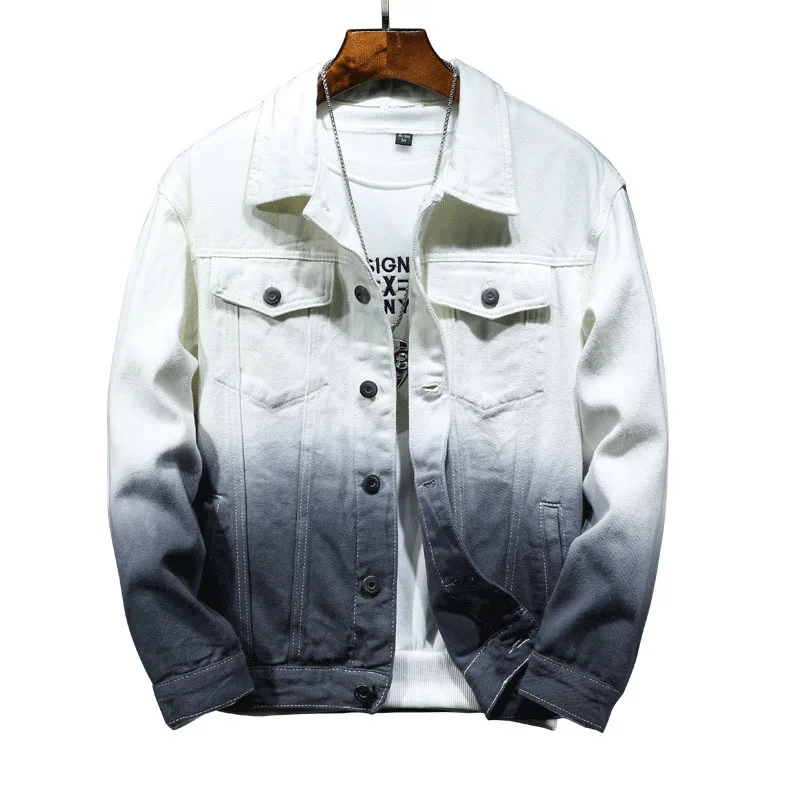 

Mcikkny Men's Fashion Casual Jeans Jackets Spring Autumn Gradient Washed Denim Jackets Outwear For Male SIze S-3XL