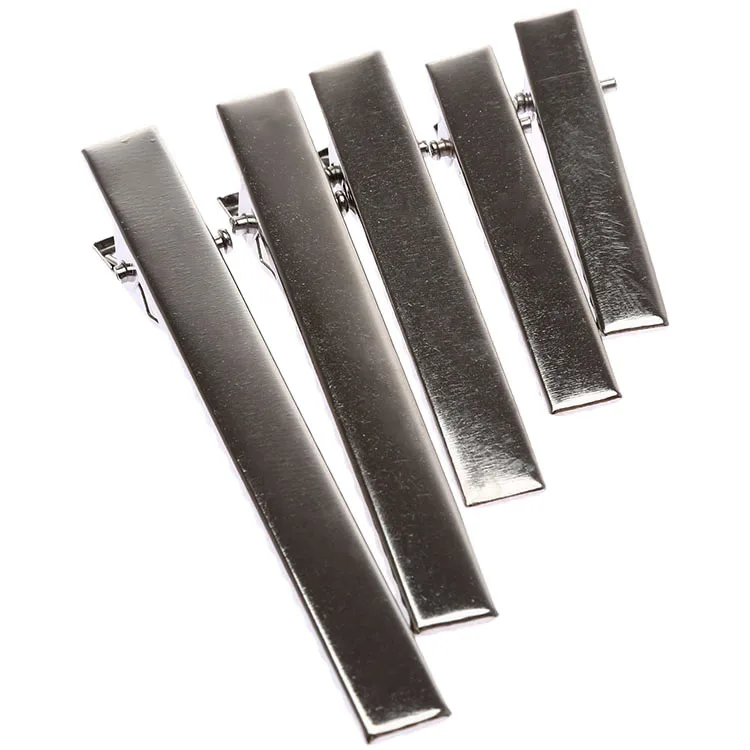 Зажимы для волос крокодил с одним зубцом серебристые плоские металлические