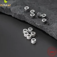8pcs retro 5mm cylinder spacer beads 925 sterling silver diy jewelry findings charm bracelet necklace pendant material