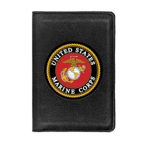 high quality leather united states marine corps printing travel passport cover id credit card case
