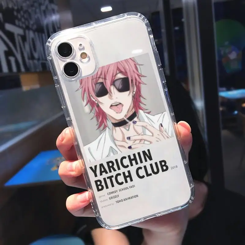 

Yarichin bitch Club Anime Phone Case Transparent for iPhone 11 12 mini pro XS MAX 8 7 6 6S Plus X 5S SE 2020 XR