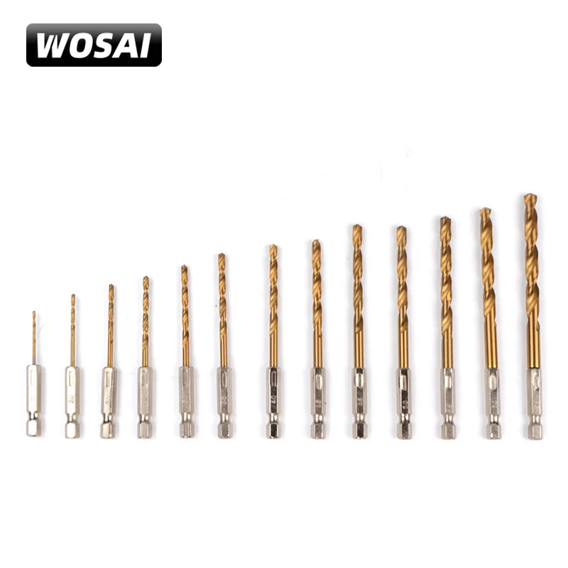 VVOSAI 13 шт./компл. высокоскоростное сверло из быстрорежущей стали с титановым