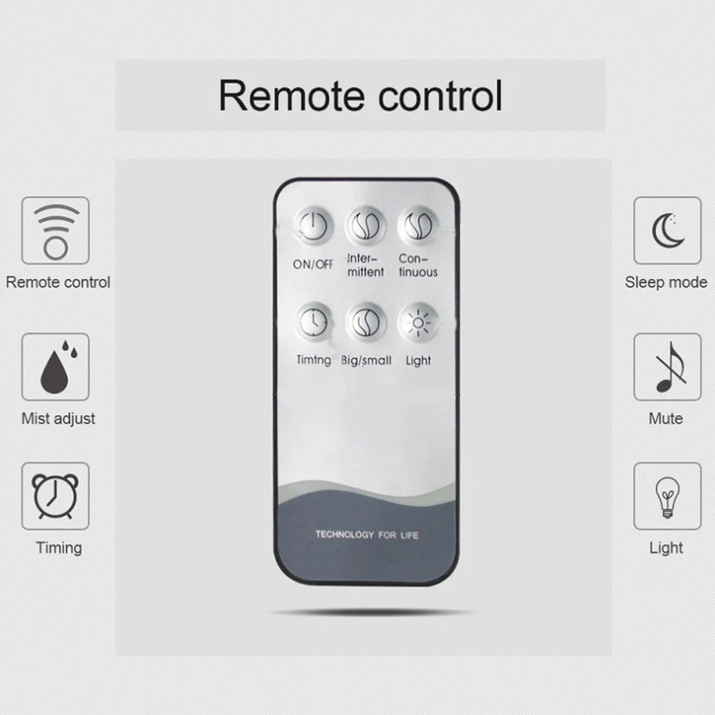 

550ML Remote Control Air Humidifier Essential Diffuser Humidificador Mist Maker LED Aroma Diffuser Aromatherapy(EU Plug)