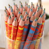 hexagon writing pen pencil kawaii concentric rainbow pencil crayon colored set art school supplies for painting graffiti drawing